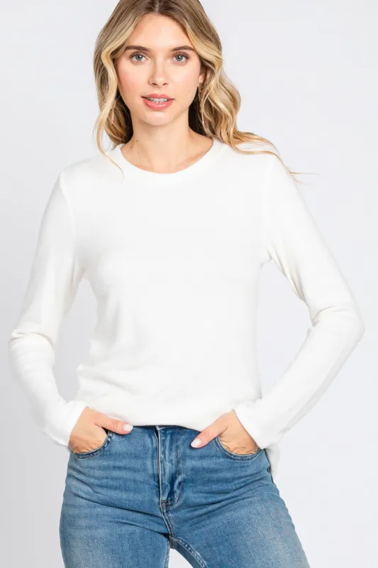 Ivory Soft Brushed Long Sleeve Top sold by Pinkblush