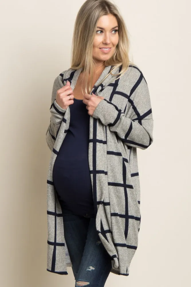 PinkBlush Grey Plaid Long Knit Maternity Cardigan sold by Pinkblush product image thumbnail 4