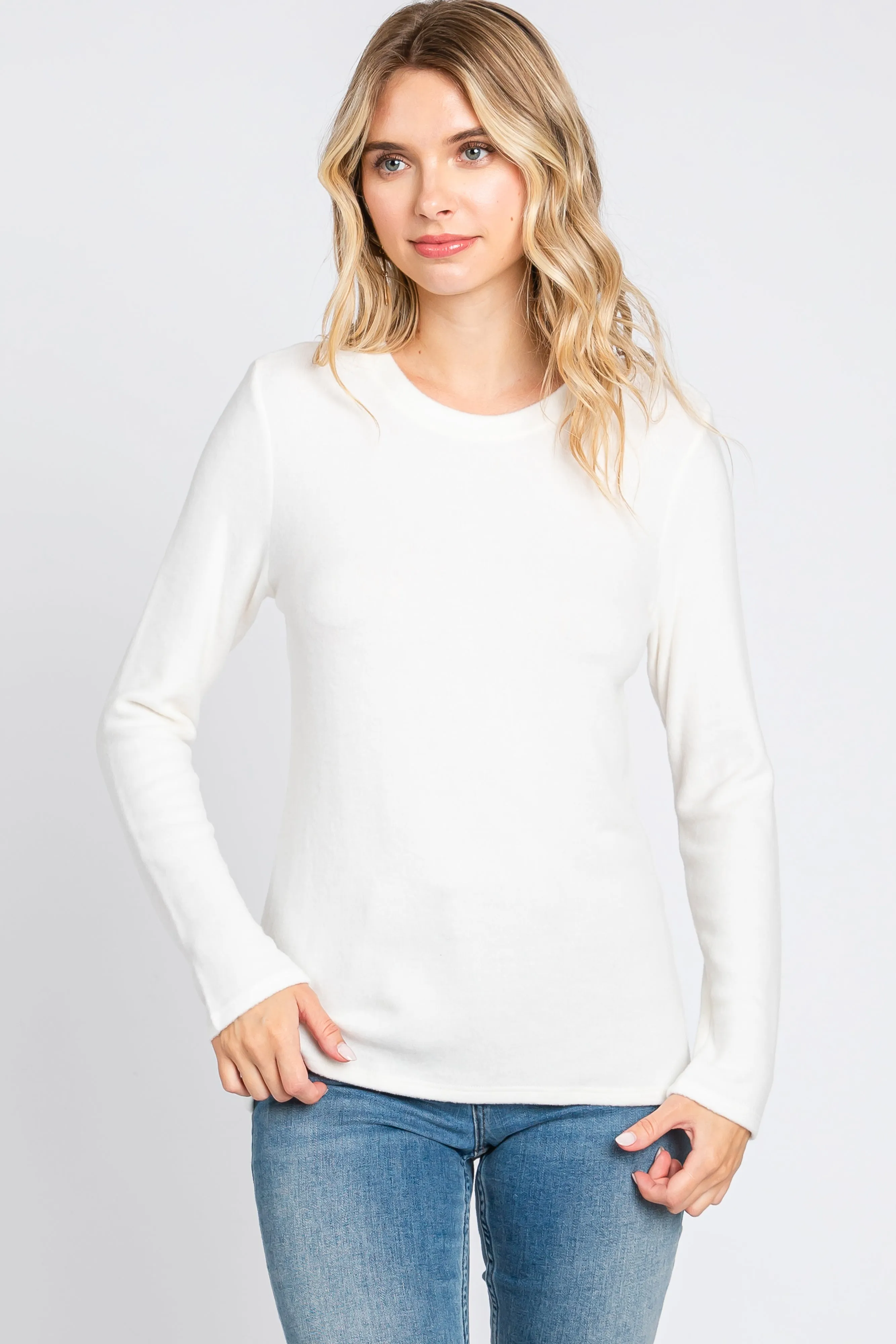 Ivory Soft Brushed Long Sleeve Top sold by Pinkblush product image thumbnail 2