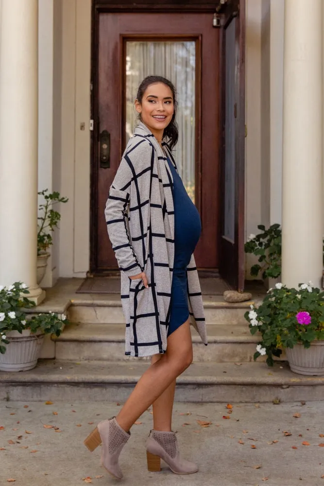 PinkBlush Grey Plaid Long Knit Maternity Cardigan sold by Pinkblush product image thumbnail 5