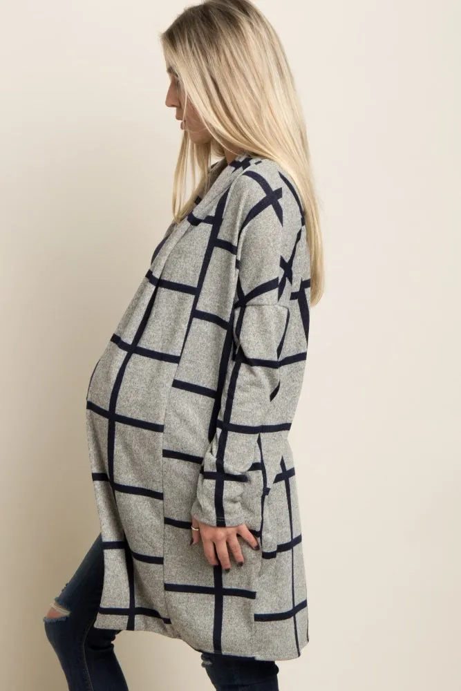 PinkBlush Grey Plaid Long Knit Maternity Cardigan sold by Pinkblush product image thumbnail 2