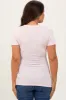 Peach Solid Ribbed Short Sleeve Round Neck Basic Maternity Top sold by Pinkblush