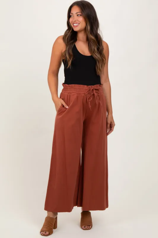 Rust Flowy Cropped Maternity Pant sold by Pinkblush