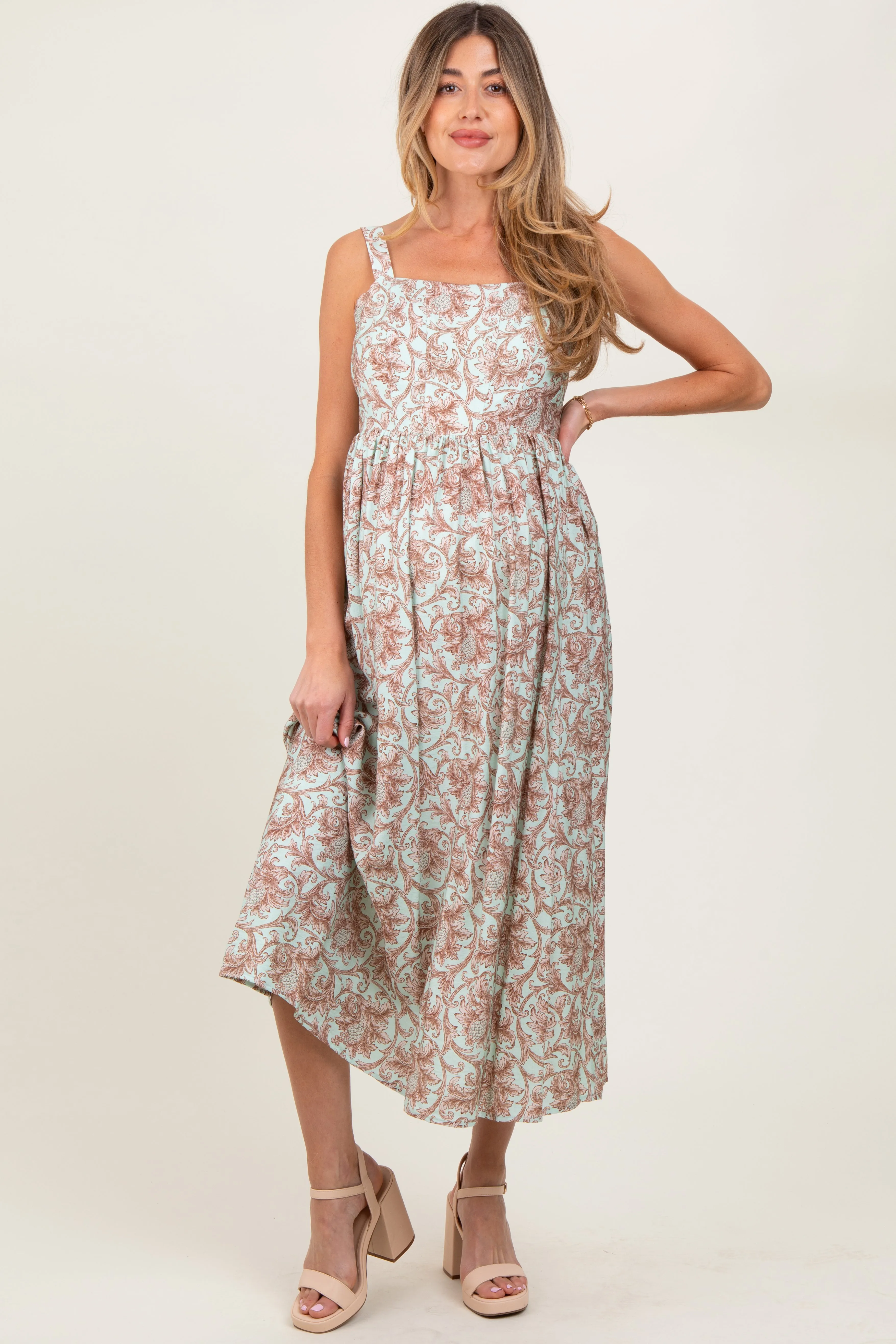 Mint Abstract Print Maternity Midi Dress sold by Pinkblush product image thumbnail 2