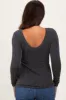 Charcoal Ribbed Scoop Neck Long Sleeve Maternity Top sold by Pinkblush