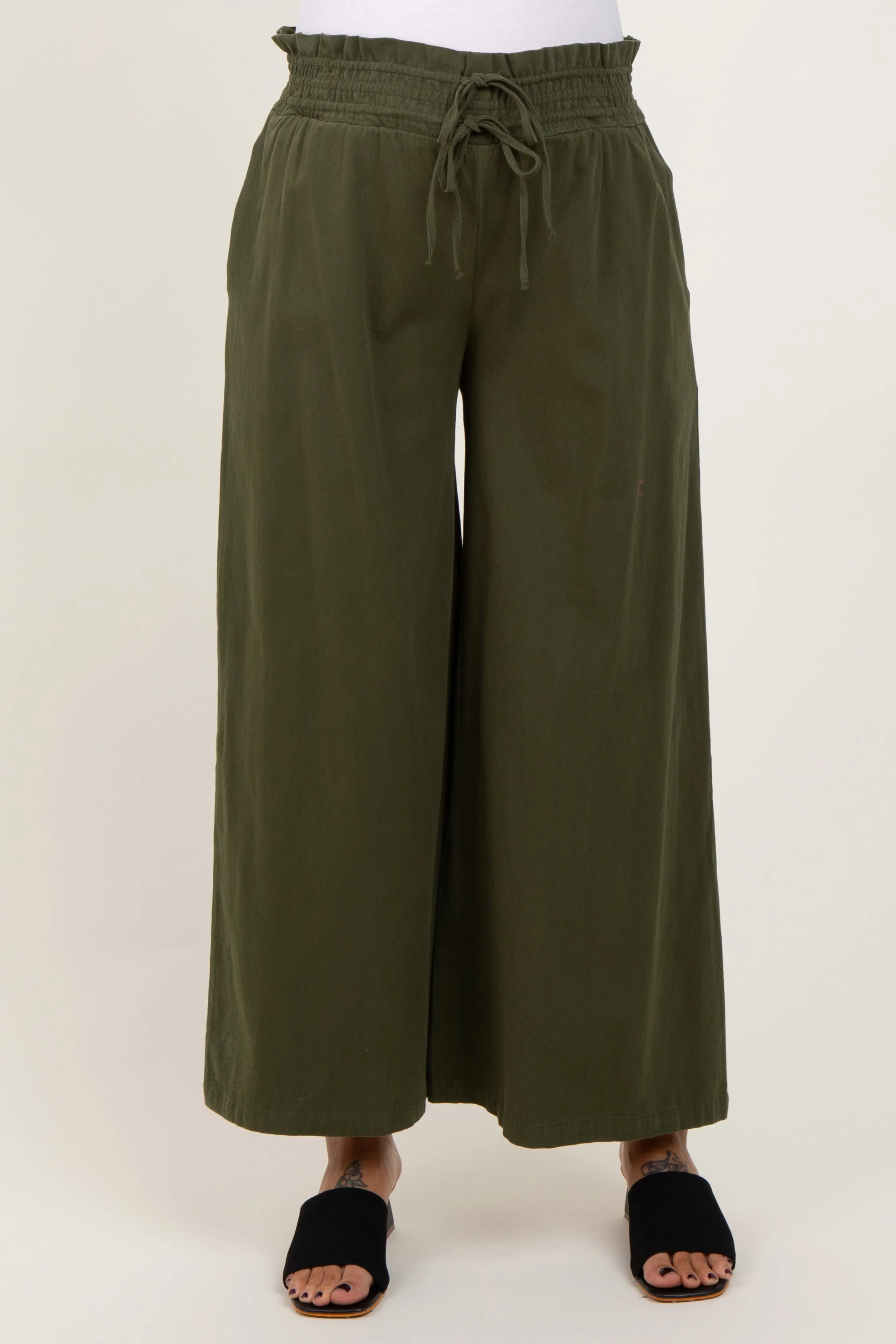 Olive Flowy Cropped Maternity Pant sold by Pinkblush product image thumbnail 3