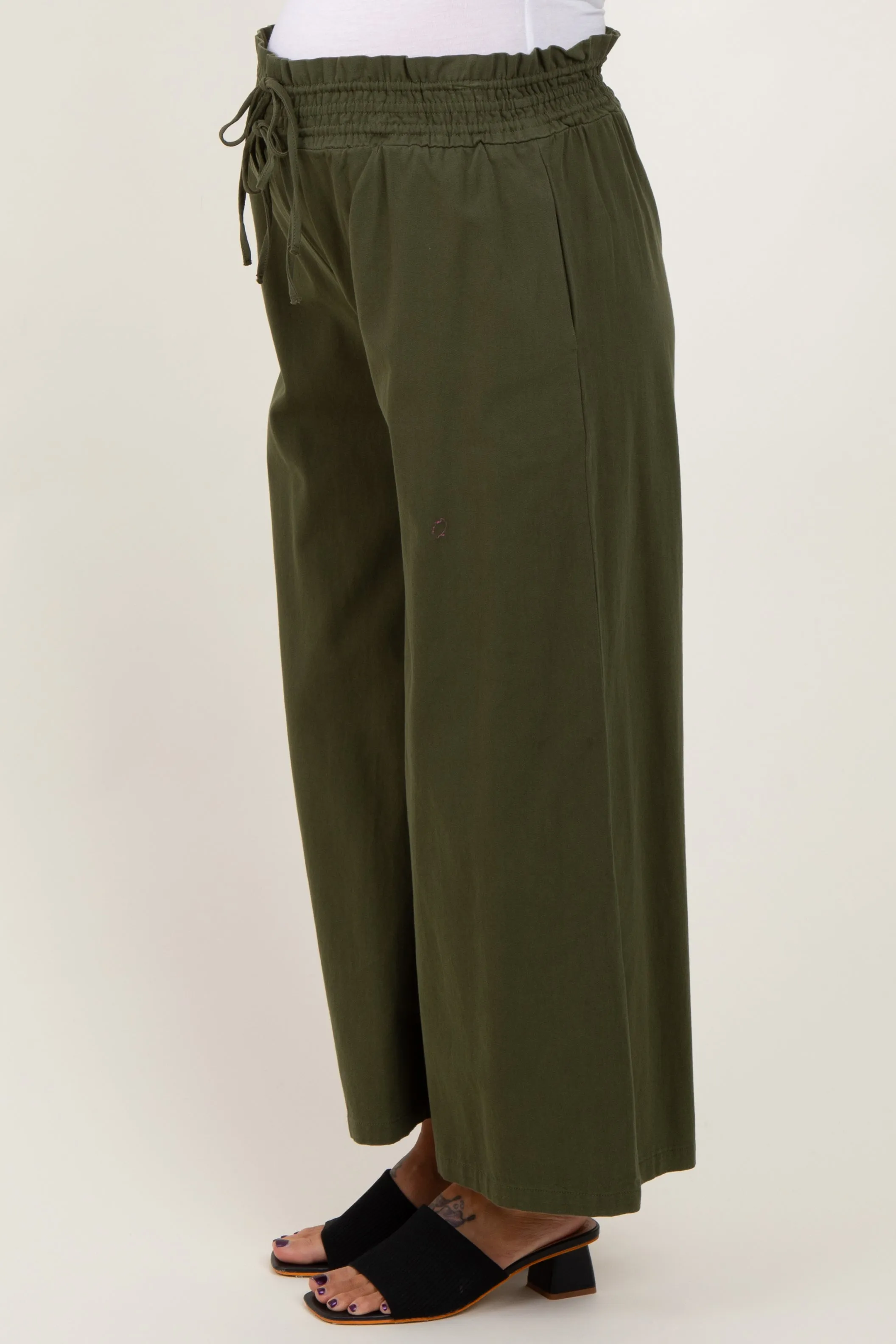 Olive Flowy Cropped Maternity Pant sold by Pinkblush product image thumbnail 4