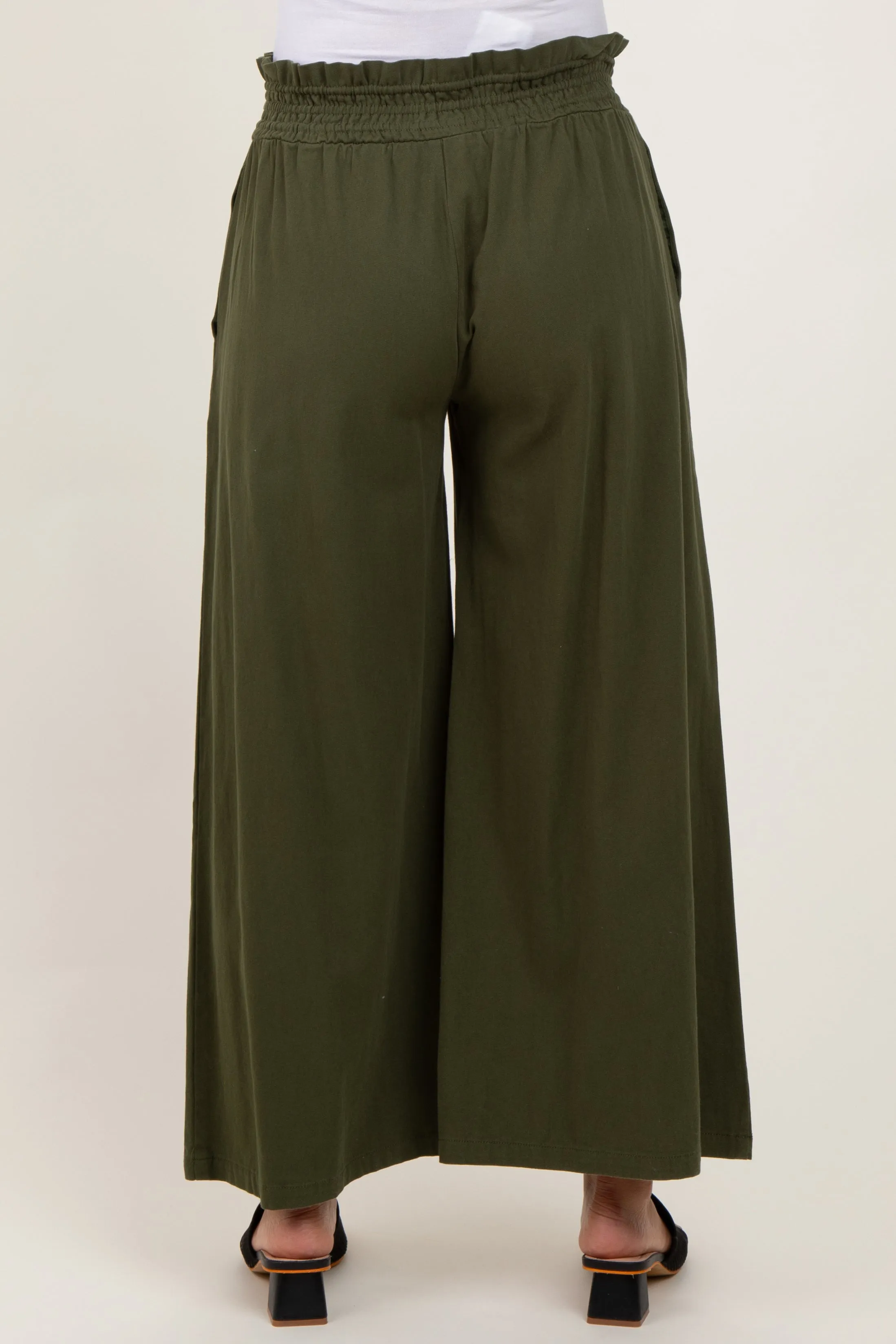 Olive Flowy Cropped Maternity Pant sold by Pinkblush product image thumbnail 5