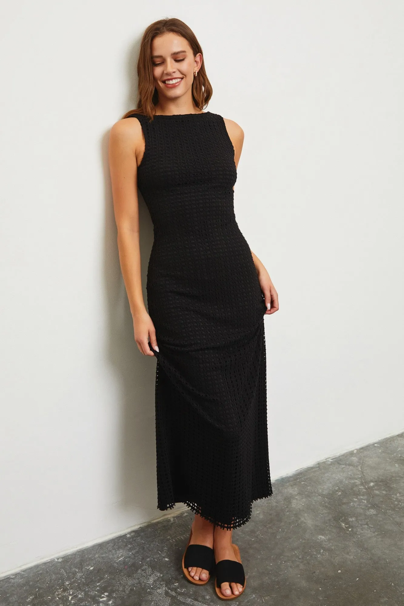 Black Fish Net Knit Dress sold by Pinkblush