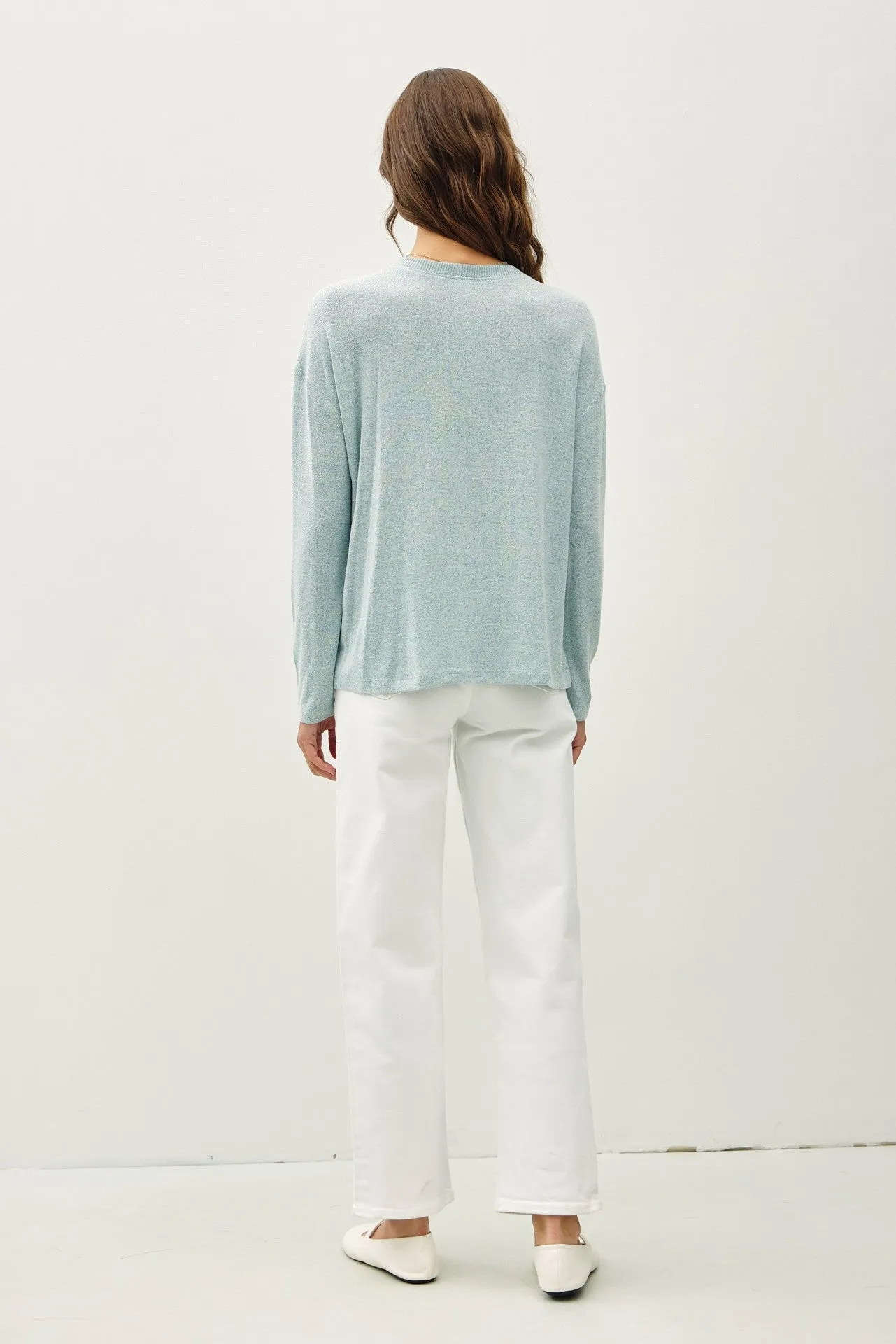Light Blue Brushed Knit Henley Top sold by Pinkblush product image thumbnail 5