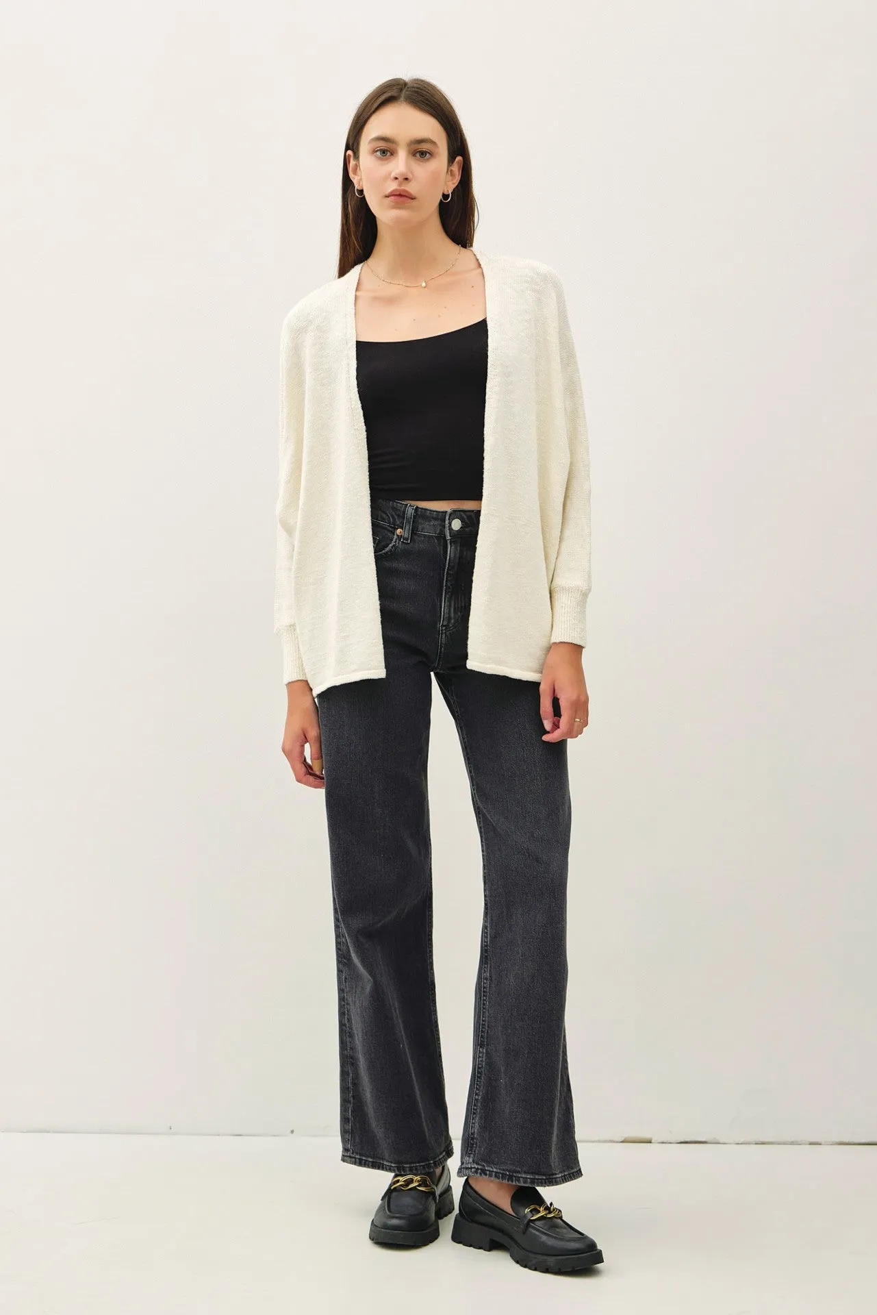 Cream Slub Knit Open Cardigan sold by Pinkblush product image thumbnail 2
