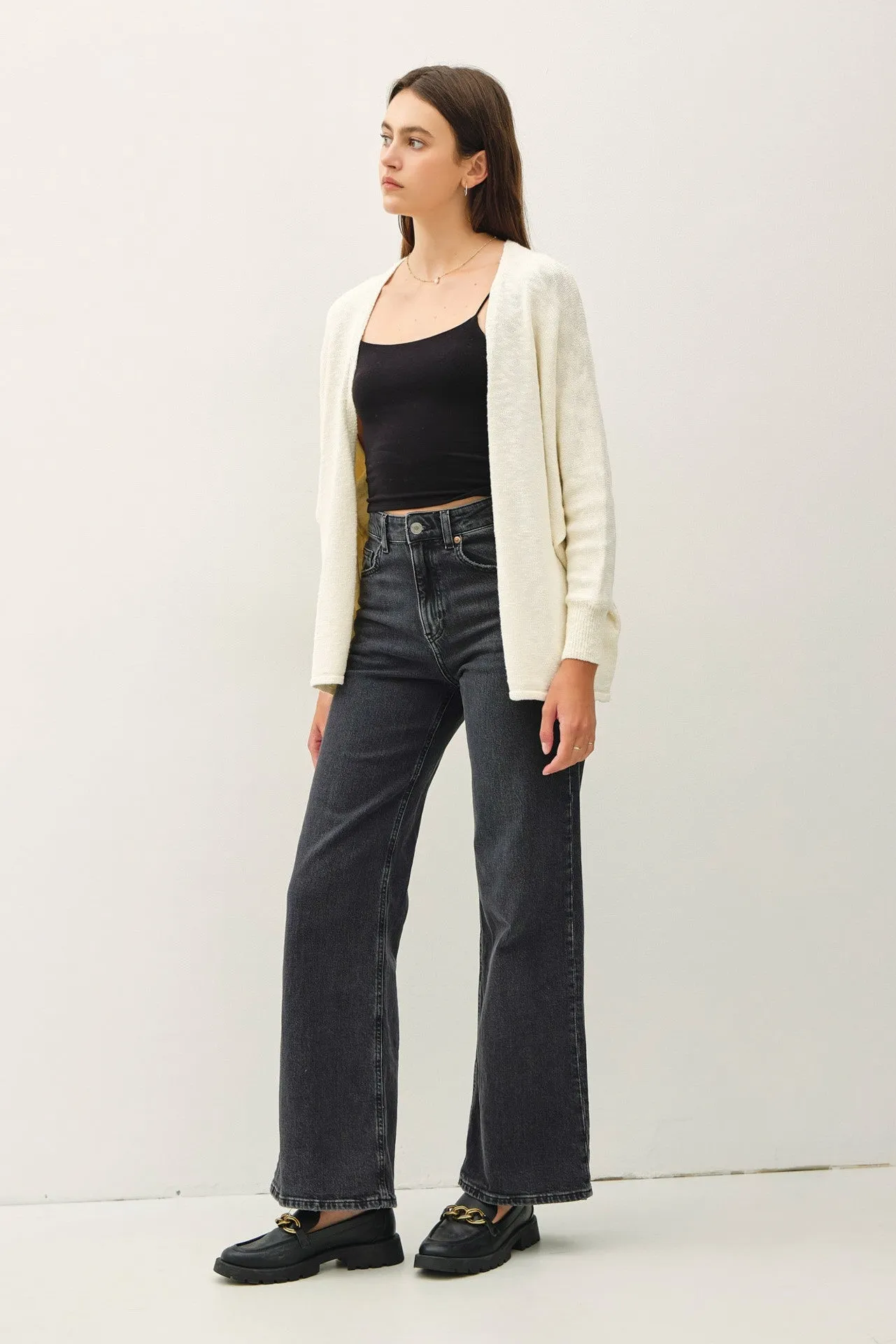 Cream Slub Knit Open Cardigan sold by Pinkblush product image thumbnail 3