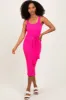 Fuchsia Ribbed Front Tie Sleeveless Midi Dress sold by Pinkblush