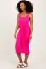 Fuchsia Ribbed Front Tie Sleeveless Midi Dress sold by Pinkblush