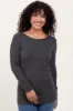 Charcoal Ribbed Scoop Neck Long Sleeve Top sold by Pinkblush