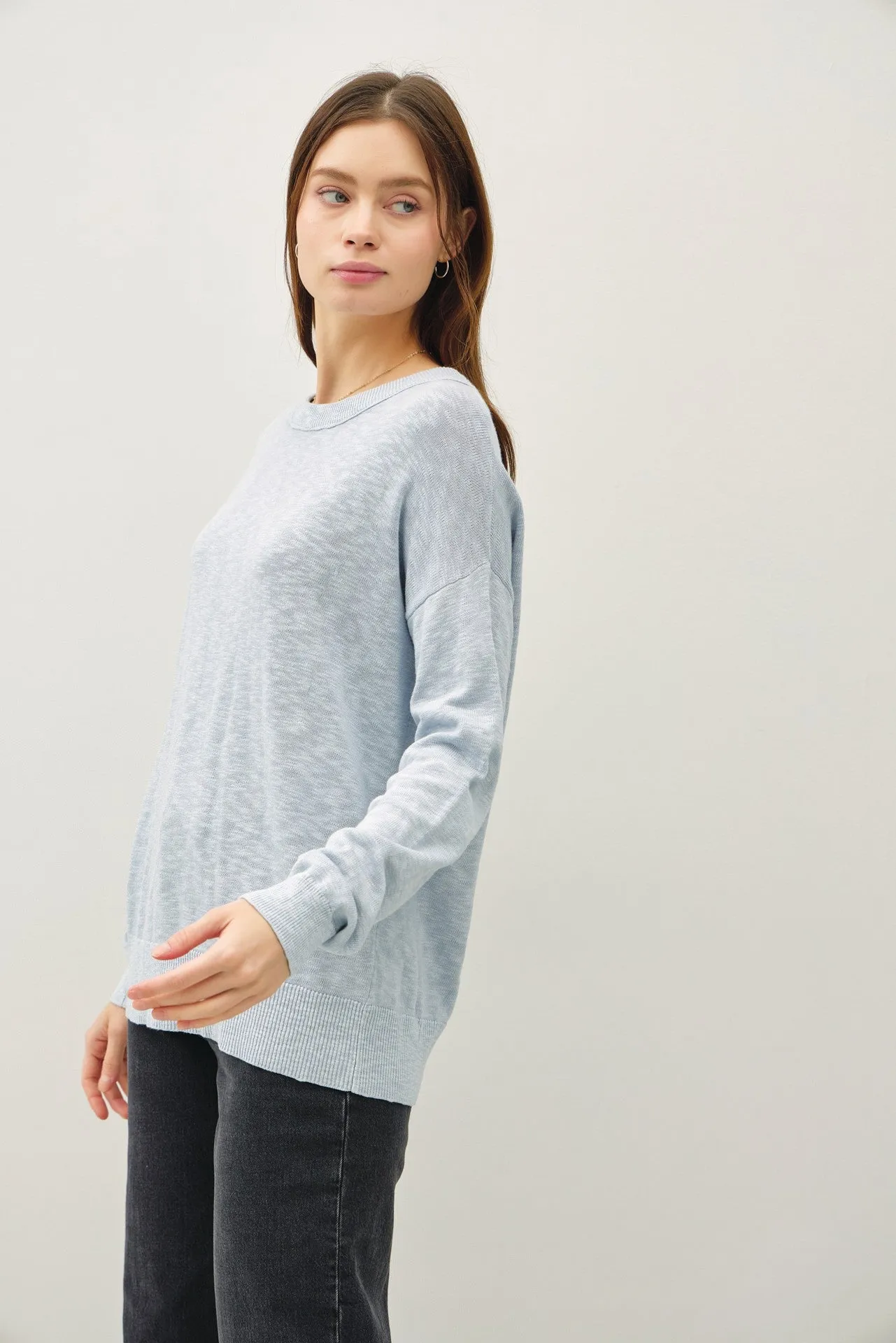 Light Blue Oversized Slub Knit Sweater sold by Pinkblush product image thumbnail 2