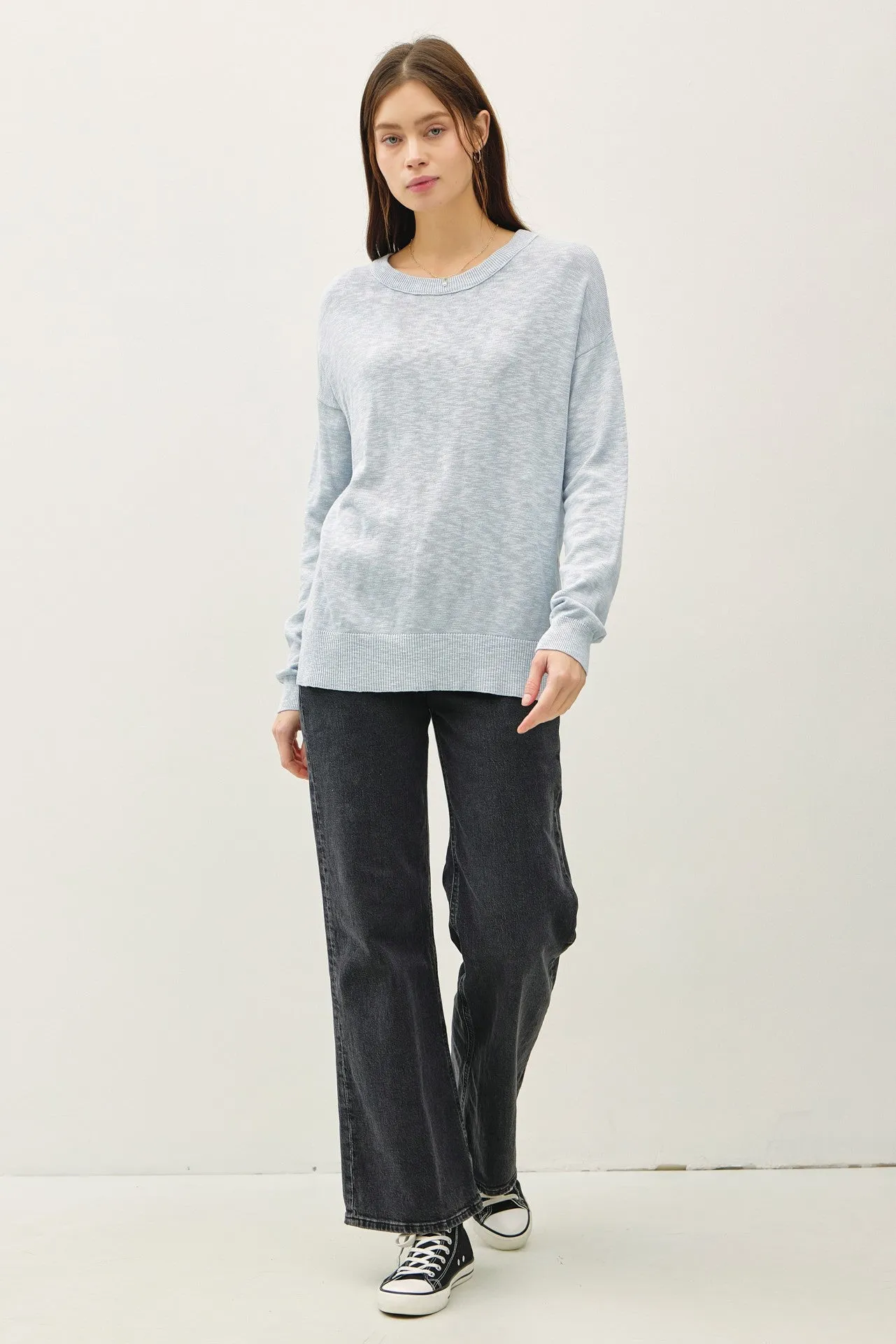 Light Blue Oversized Slub Knit Sweater sold by Pinkblush product image thumbnail 3