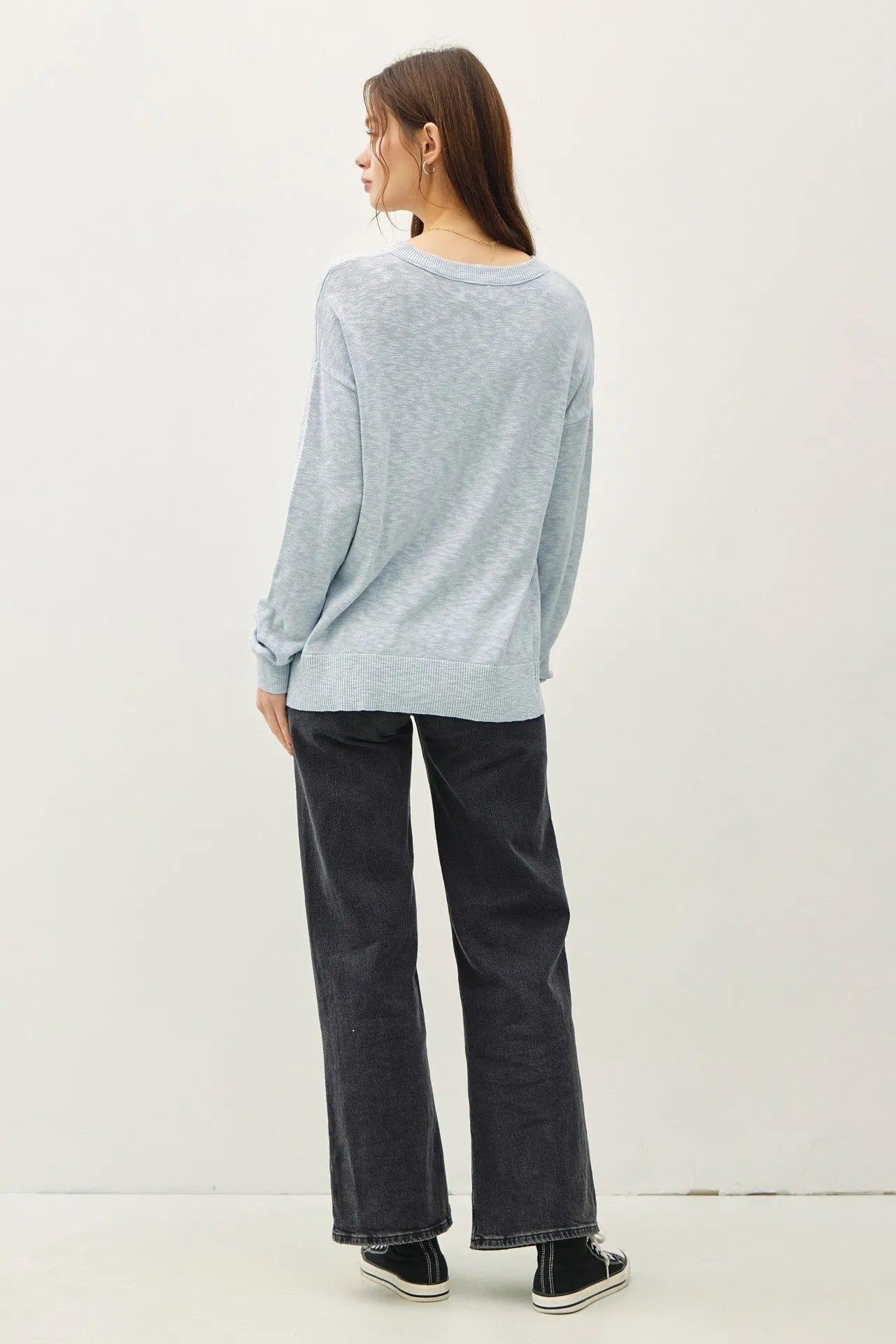 Light Blue Oversized Slub Knit Sweater sold by Pinkblush product image thumbnail 4