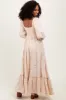 Cream Long Sleeve Floral Accent Dress sold by Pinkblush