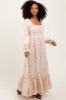 Cream Long Sleeve Floral Accent Dress sold by Pinkblush