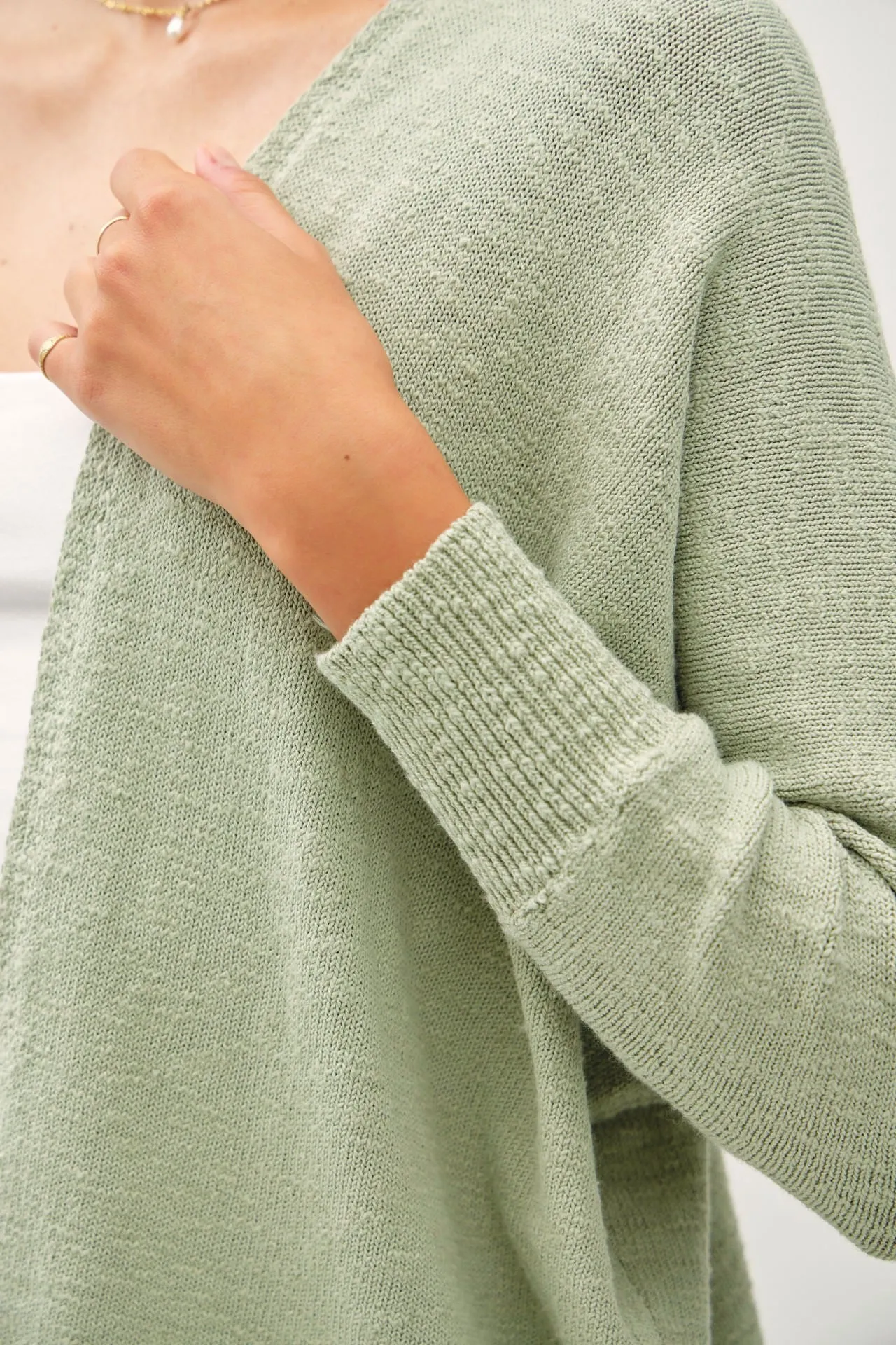 Light Olive Slub Knit Open Cardigan sold by Pinkblush product image thumbnail 4