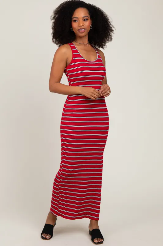 Red Black Striped Side Slit Maxi Dress sold by Pinkblush