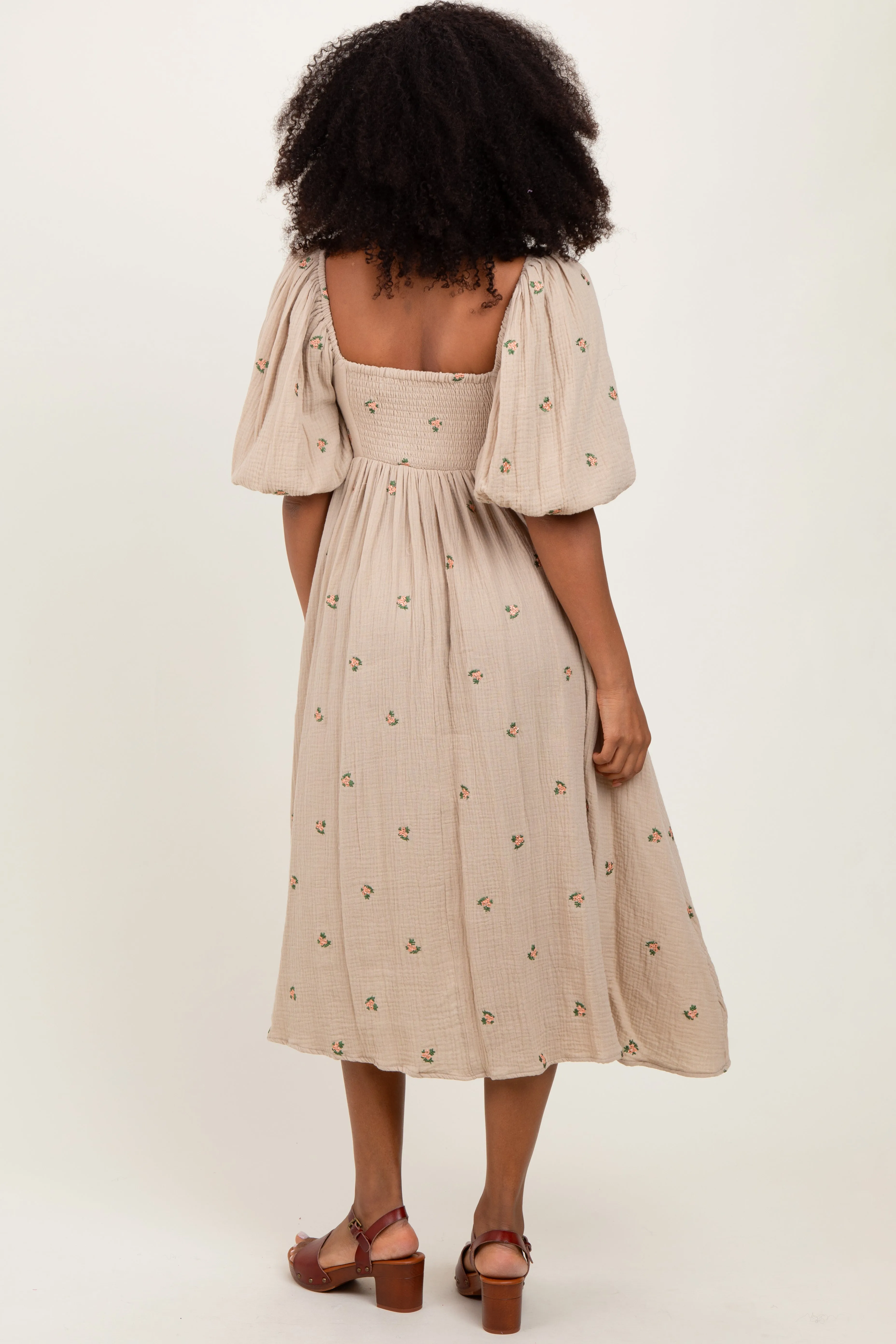 Taupe Floral Midi Dress sold by Pinkblush product image thumbnail 4