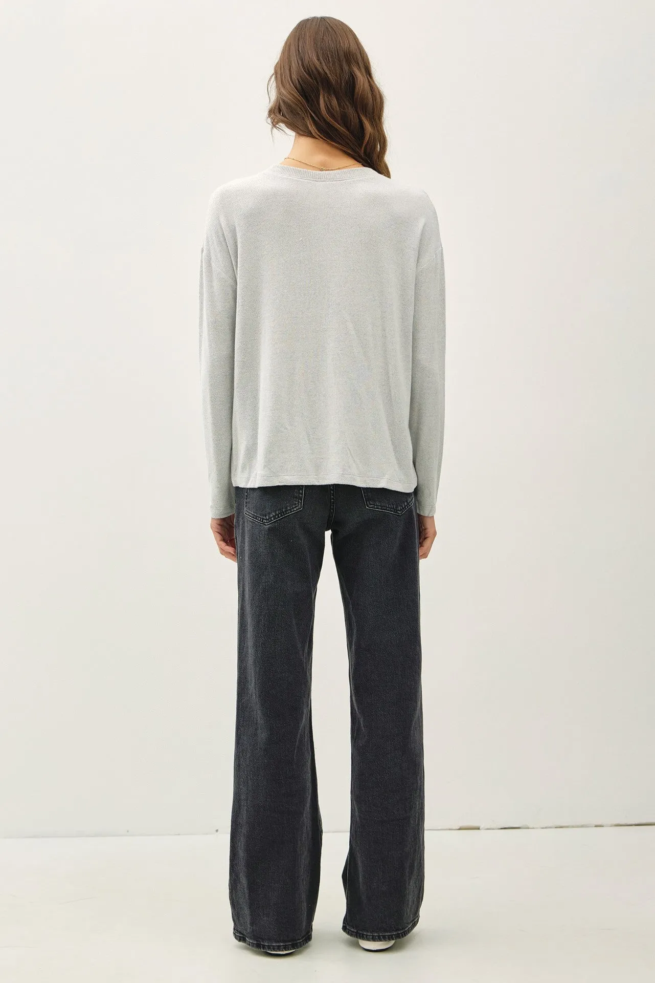 Light Grey Brushed Knit Henley Top sold by Pinkblush product image thumbnail 5