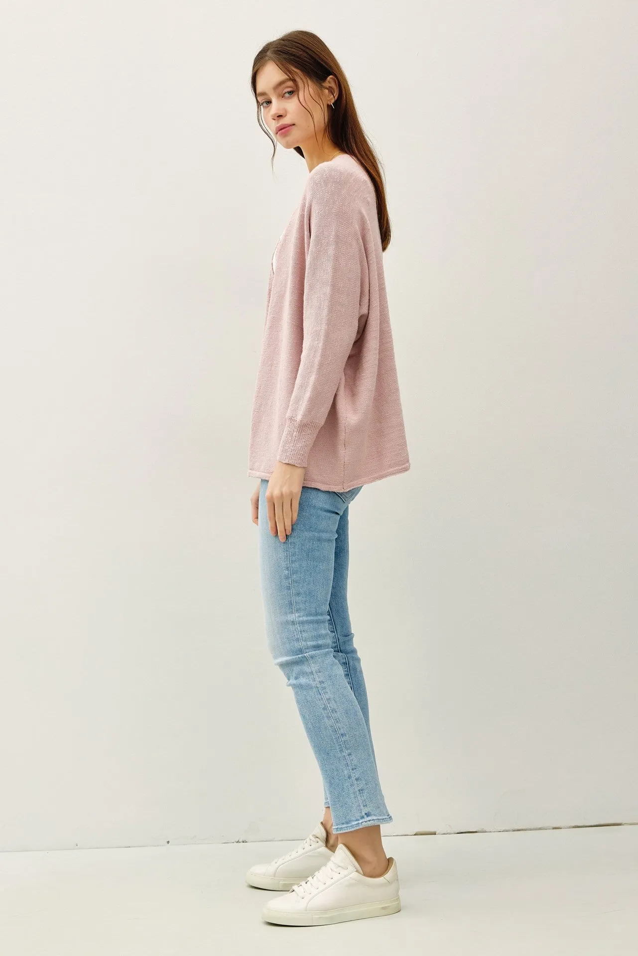 Pink Slub Knit Open Cardigan sold by Pinkblush product image thumbnail 3