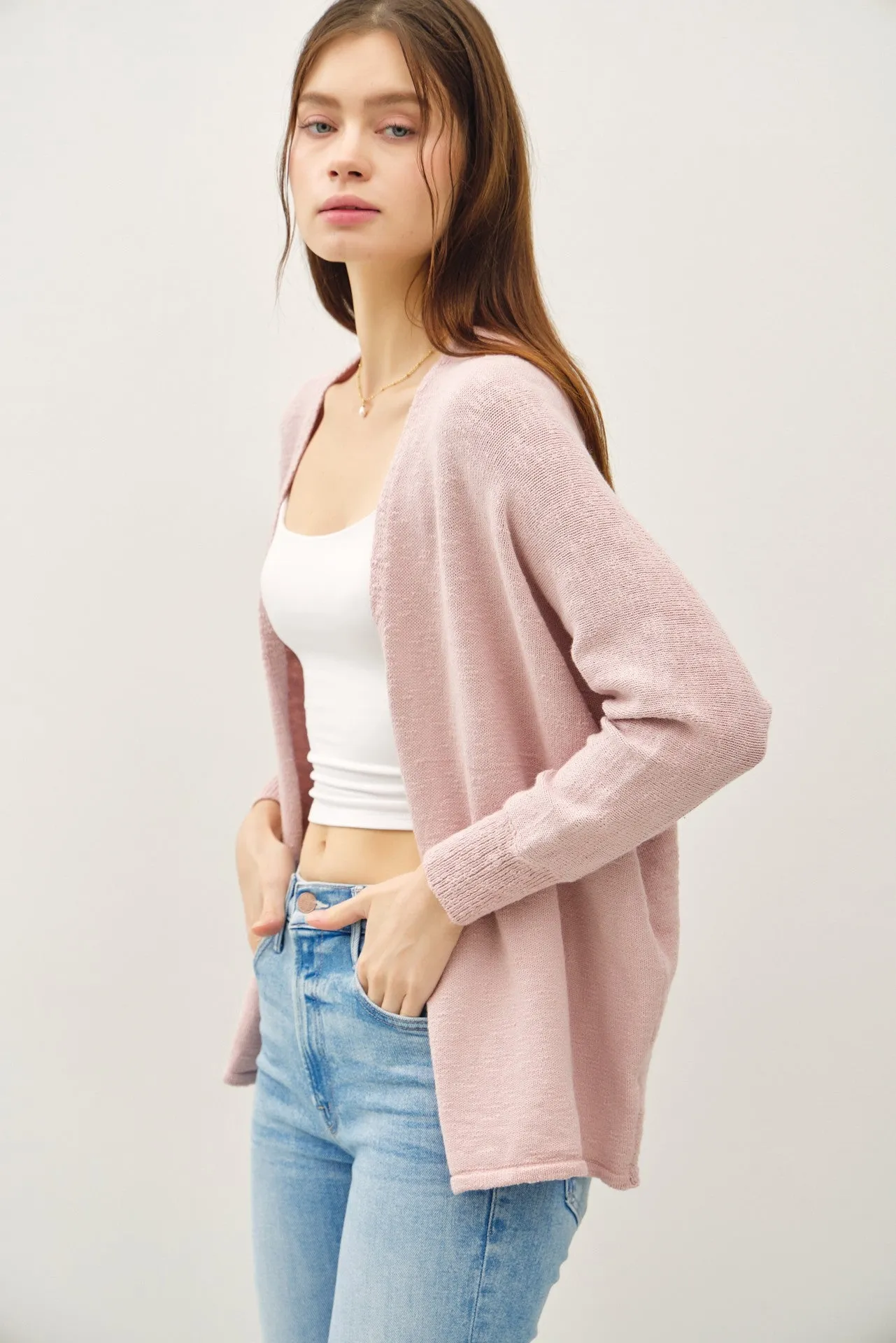 Pink Slub Knit Open Cardigan sold by Pinkblush product image thumbnail 2