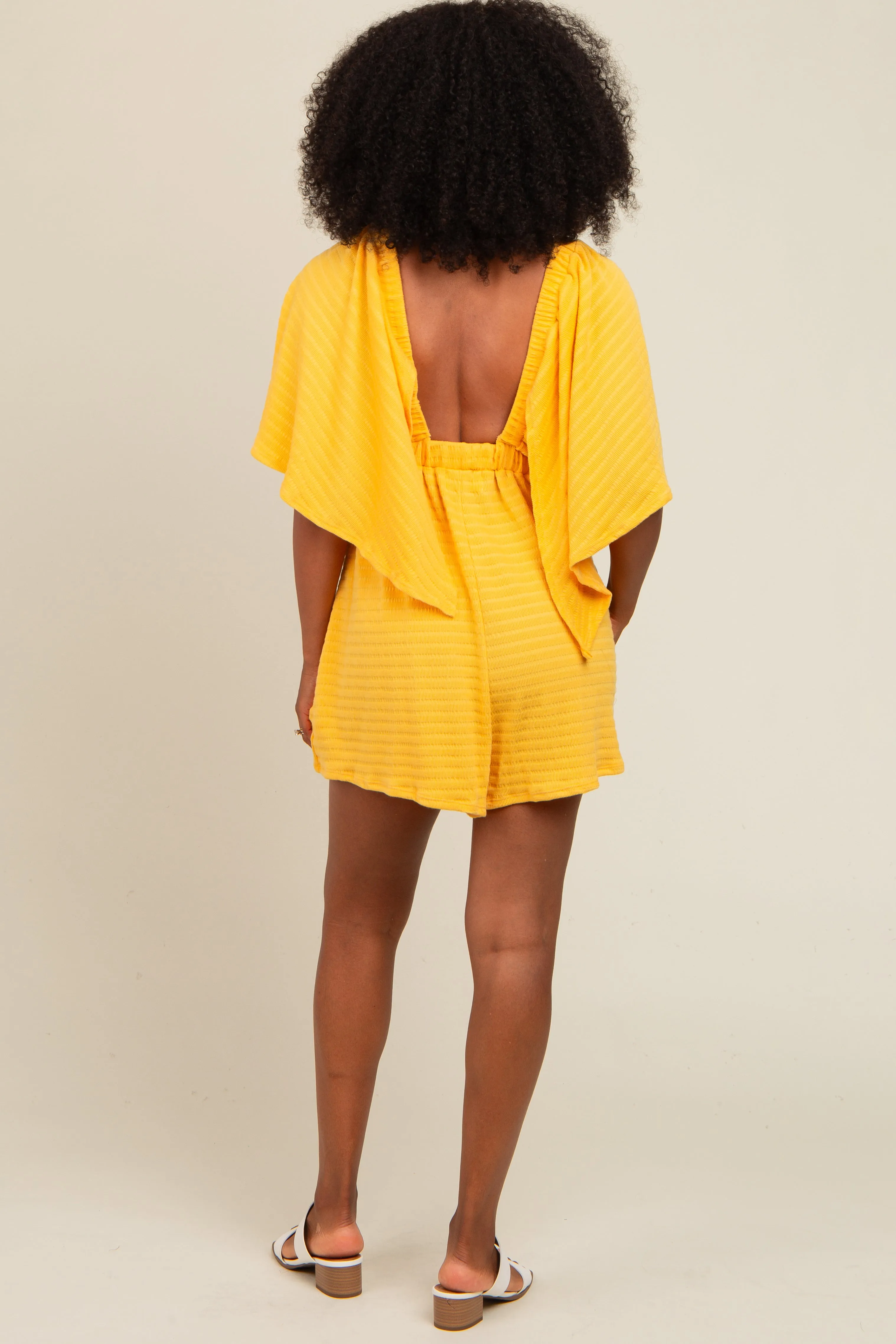 Yellow Textured Open Back Romper sold by Pinkblush product image thumbnail 3