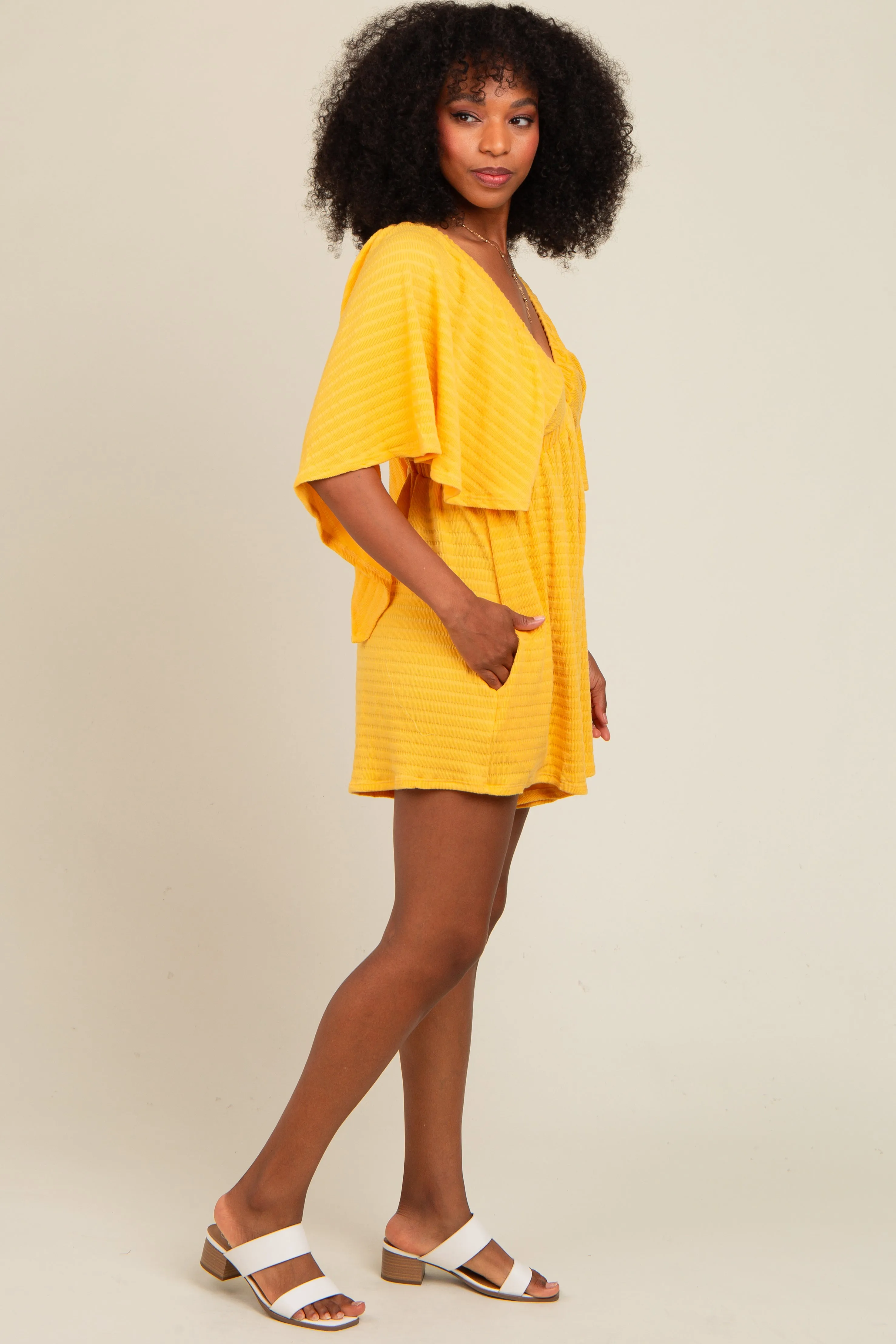Yellow Textured Open Back Romper sold by Pinkblush product image thumbnail 2