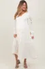 Cream Embroidered Long Sleeve Maternity Maxi Dress sold by Pinkblush