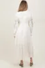 Cream Embroidered Long Sleeve Maternity Maxi Dress sold by Pinkblush