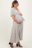Cream Flutter Sleeve Button Down Maternity Maxi Dress sold by Pinkblush