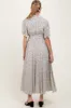 Cream Flutter Sleeve Button Down Maternity Maxi Dress sold by Pinkblush