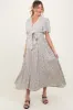 Cream Flutter Sleeve Button Down Maternity Maxi Dress sold by Pinkblush