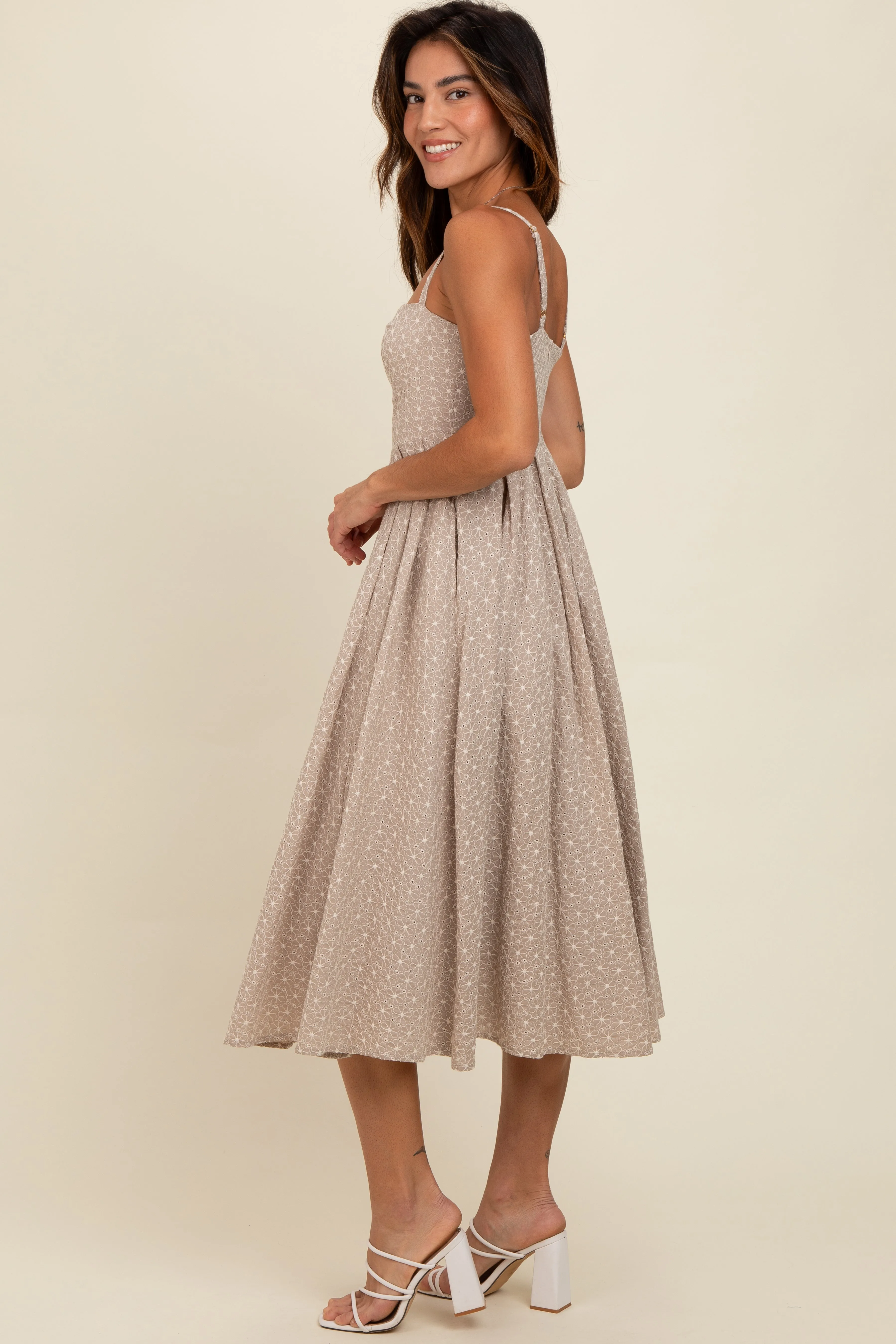 Beige Floral Embroidered Maxi Dress sold by Pinkblush product image thumbnail 3