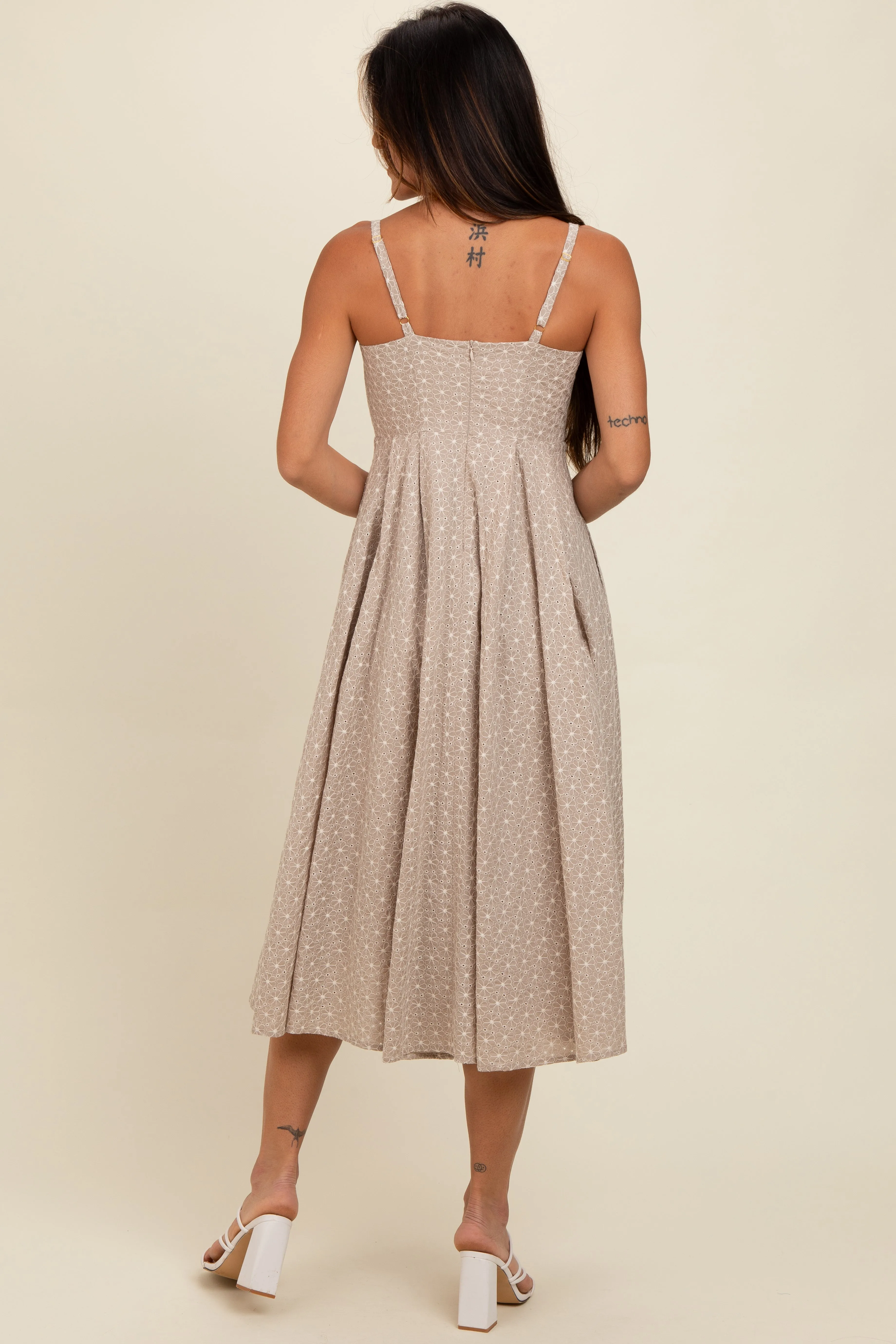Beige Floral Embroidered Maxi Dress sold by Pinkblush product image thumbnail 4