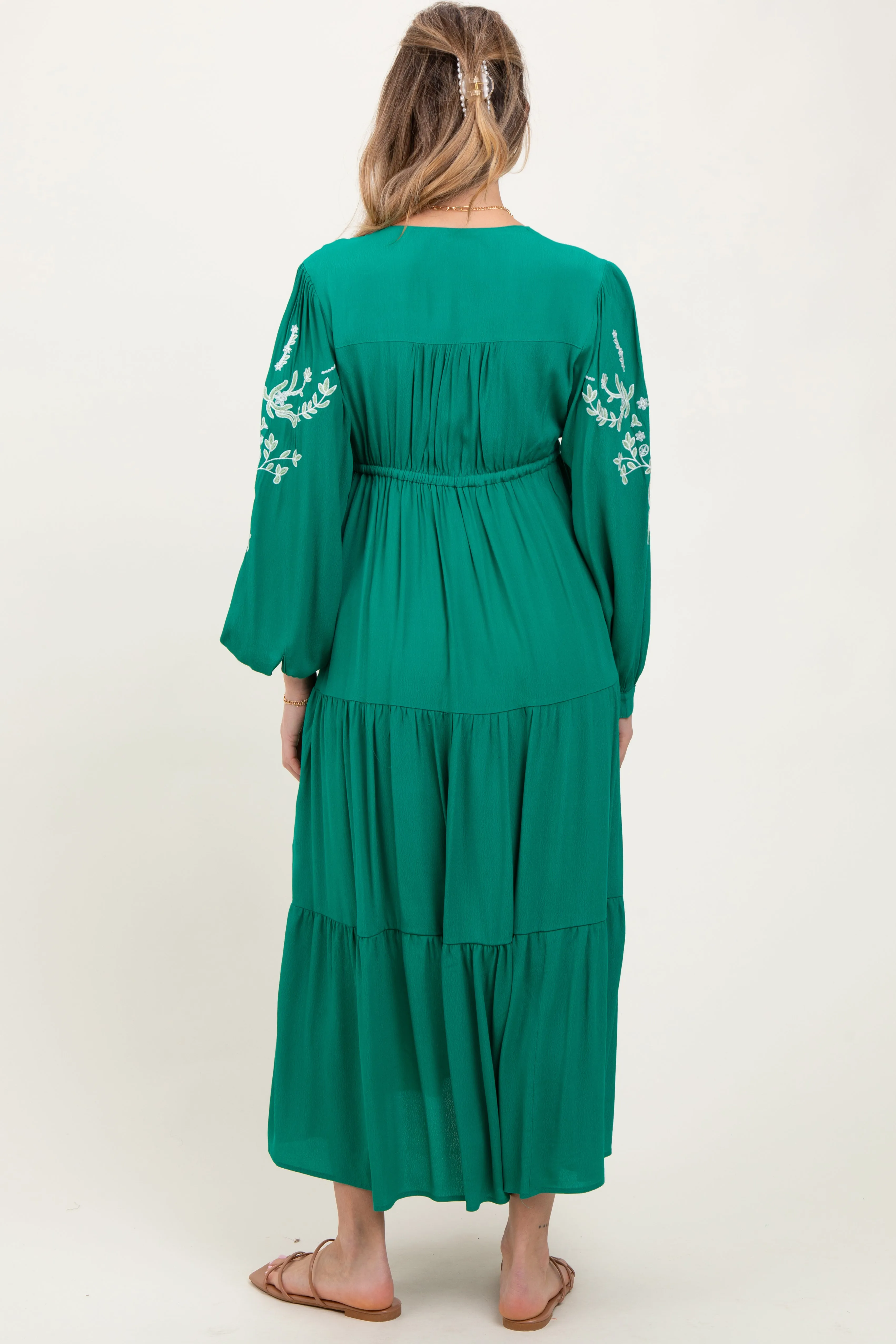 Jade Embroidered Long Sleeve Maternity Maxi Dress sold by Pinkblush product image thumbnail 4