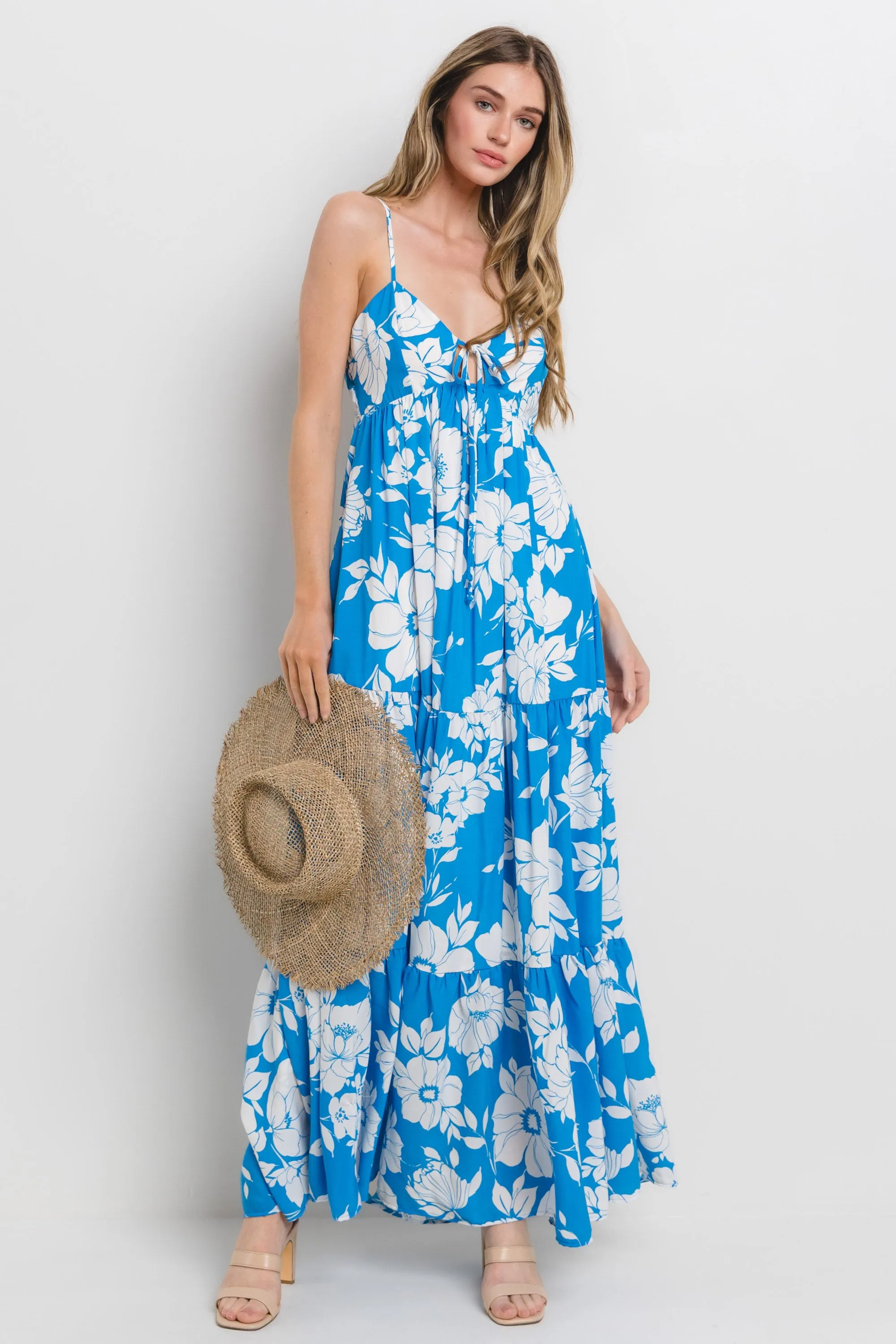 Royal Tropical Floral Open Back Maxi Dress sold by Pinkblush product image thumbnail 2