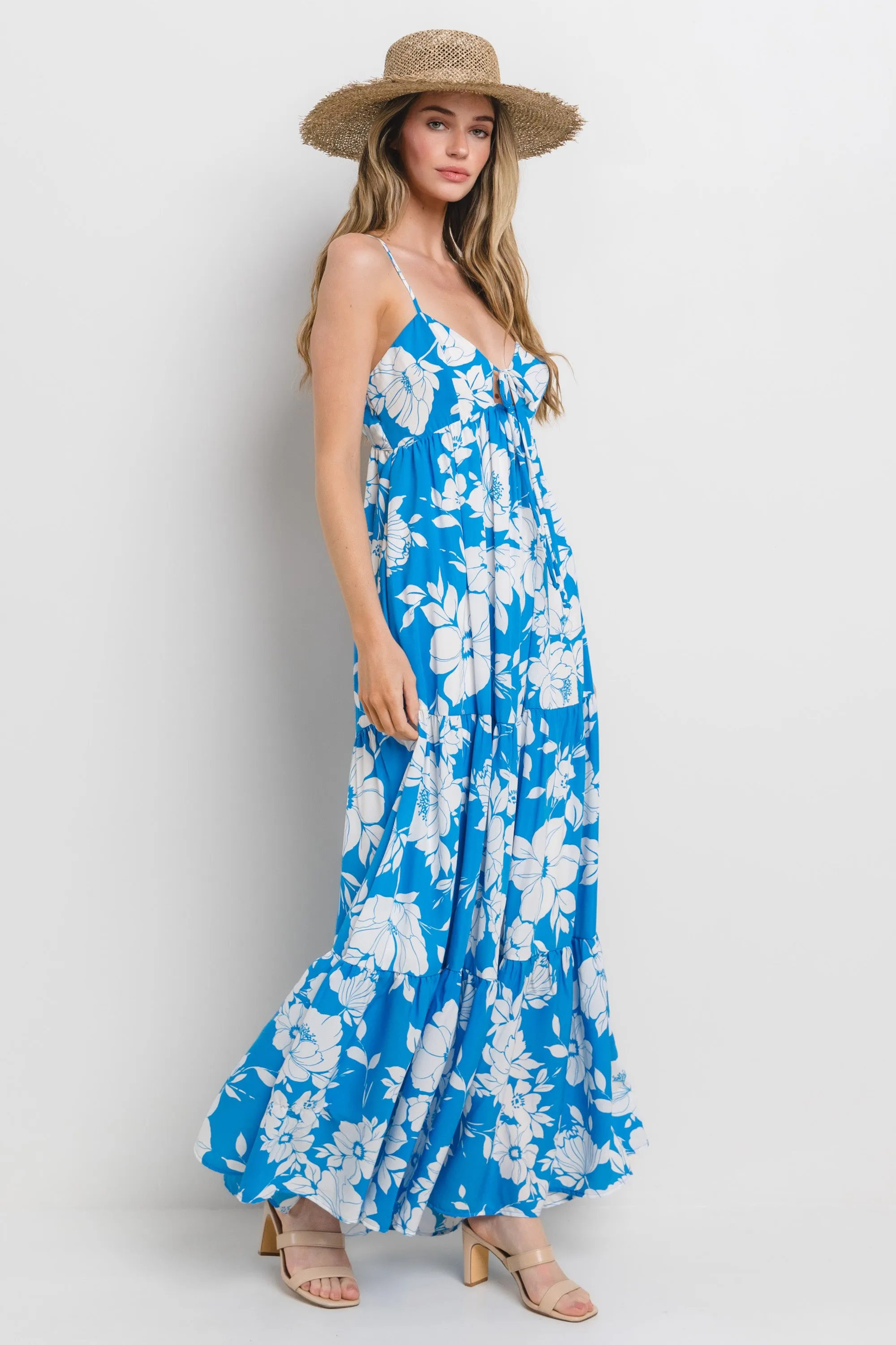 Royal Tropical Floral Open Back Maxi Dress sold by Pinkblush product image thumbnail 3