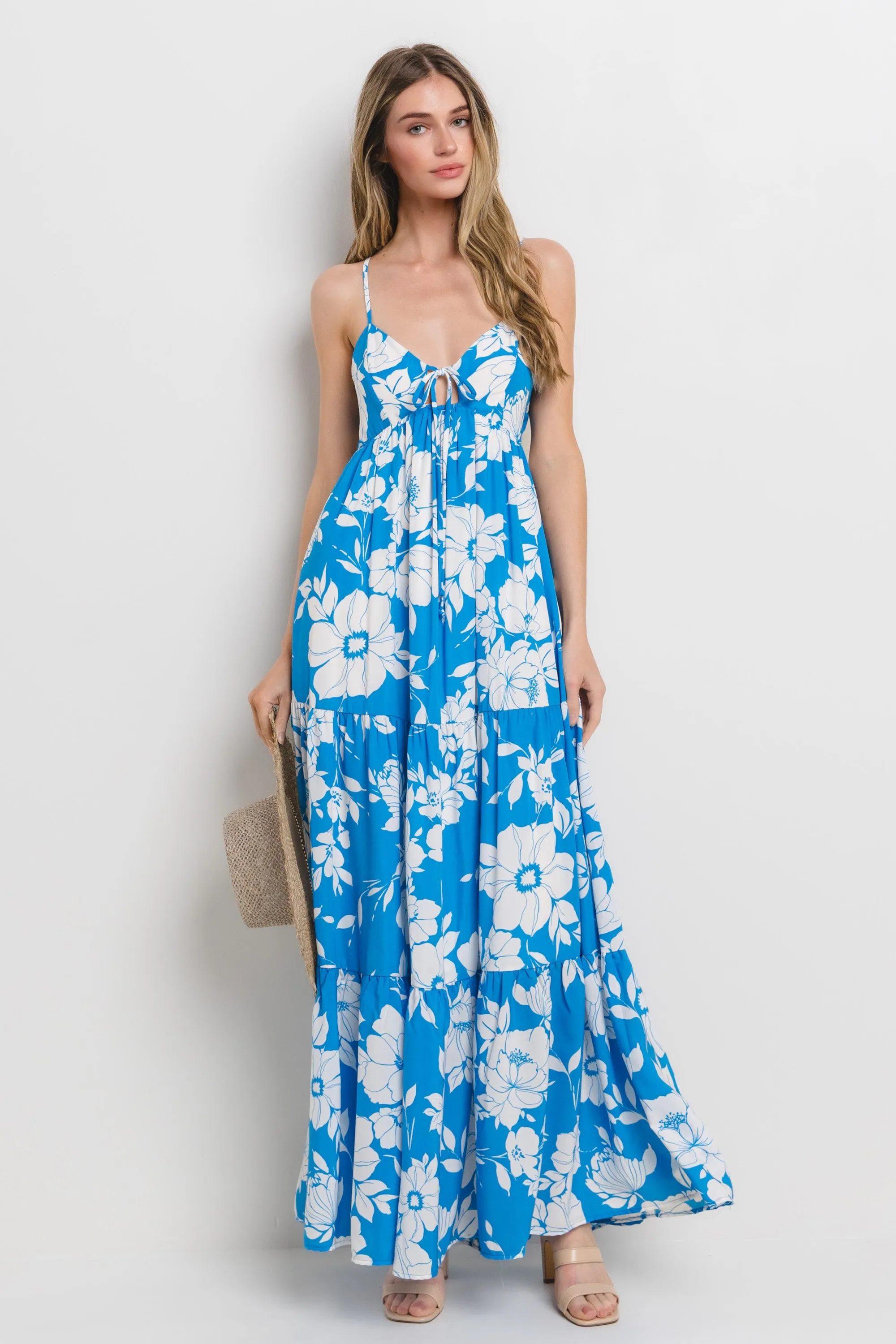 Royal Tropical Floral Open Back Maternity Maxi Dress sold by Pinkblush product image thumbnail 5