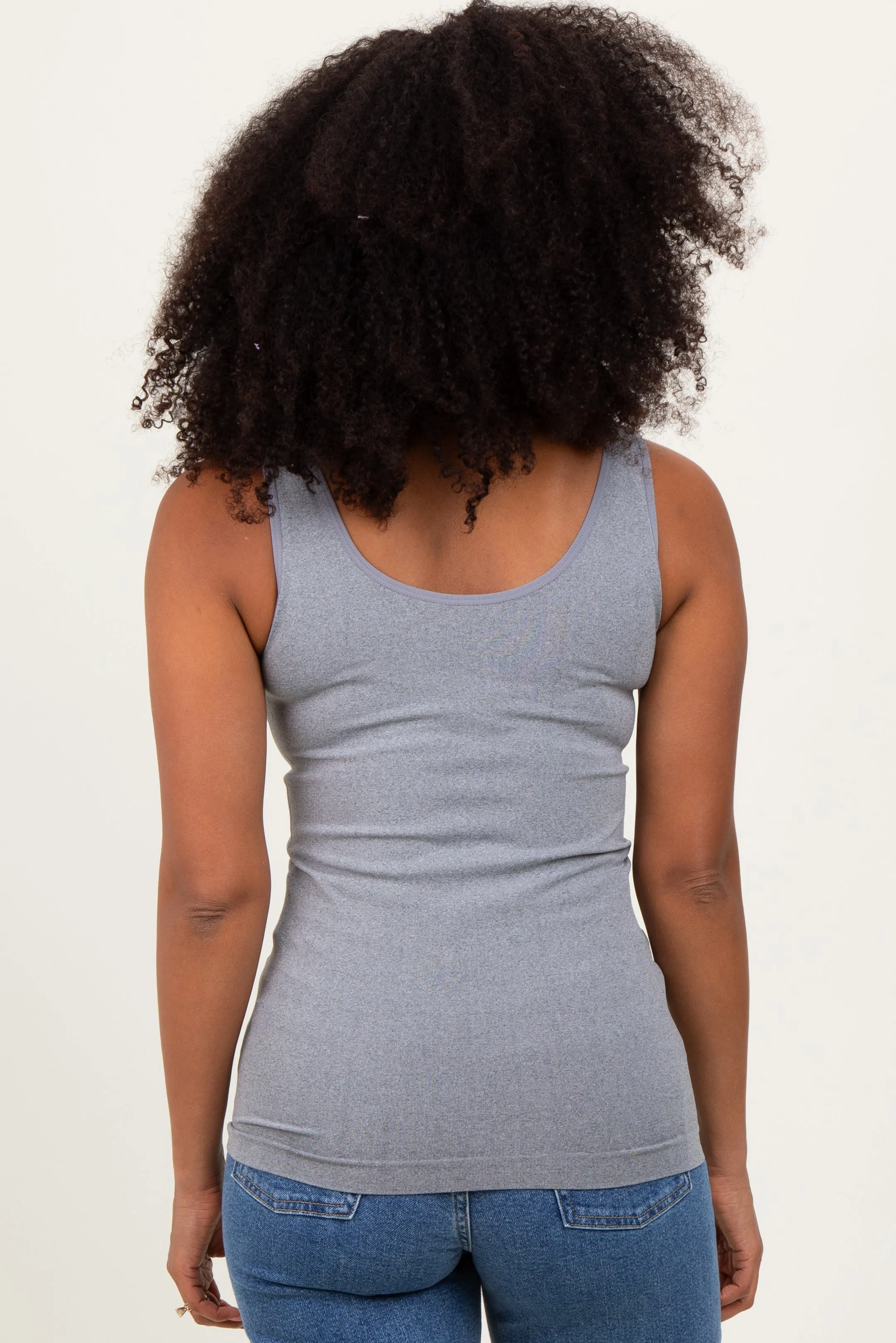 Heather Grey Sleeveless Fitted Tank Top sold by Pinkblush product image thumbnail 3