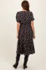 Black Floral Puff Sleeve Smocked Midi Dress sold by Pinkblush