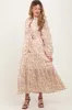 Mocha Cotton Toile Print Button Down Maternity Maxi Dress sold by Pinkblush
