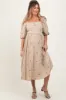 Taupe Floral Maternity Midi Dress sold by Pinkblush