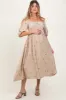 Taupe Floral Maternity Midi Dress sold by Pinkblush