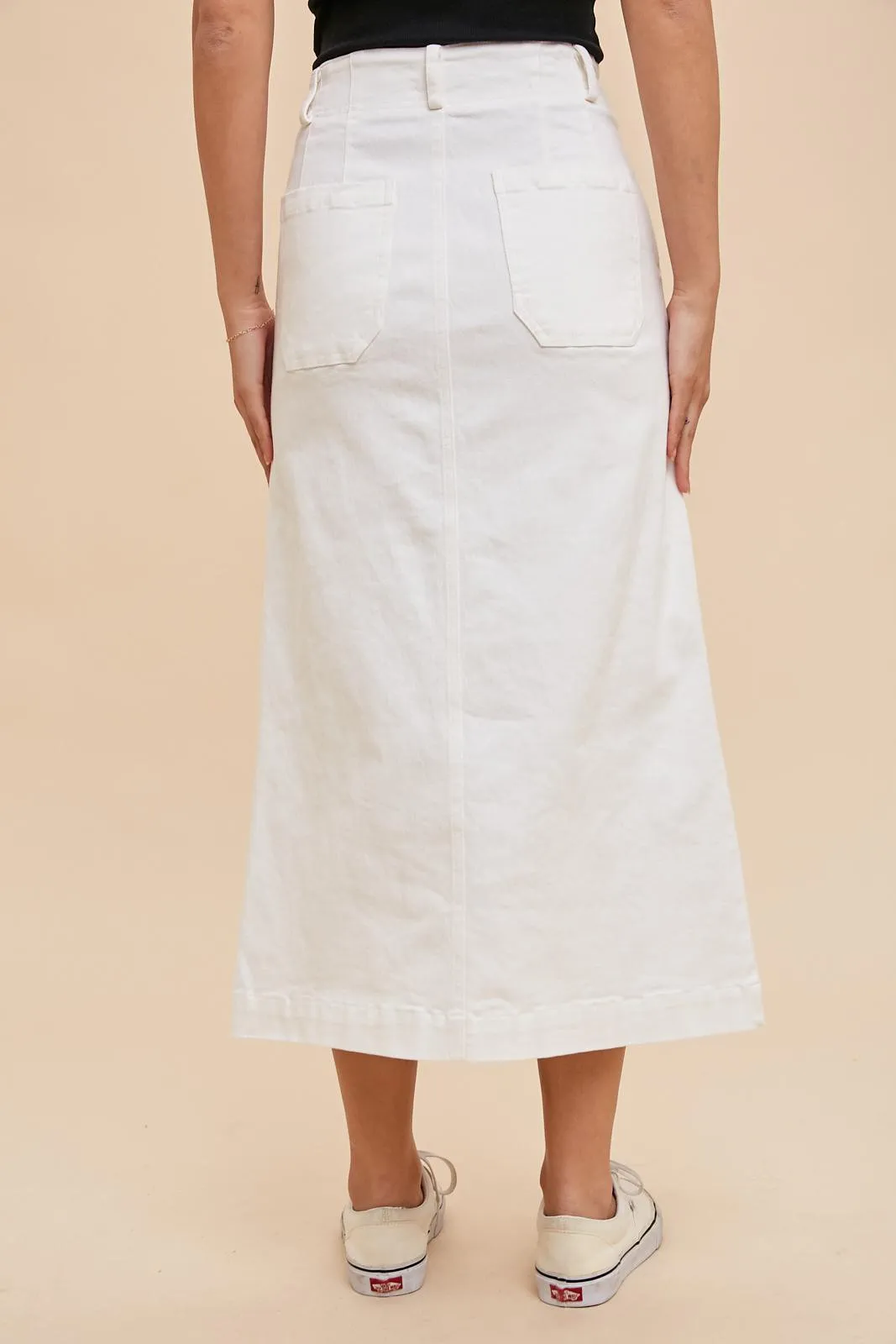 Off White Stretch Twill Pencil Skirt sold by Pinkblush product image thumbnail 5