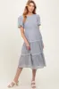 Light Blue Embroidered Tiered Maternity Midi Dress sold by Pinkblush